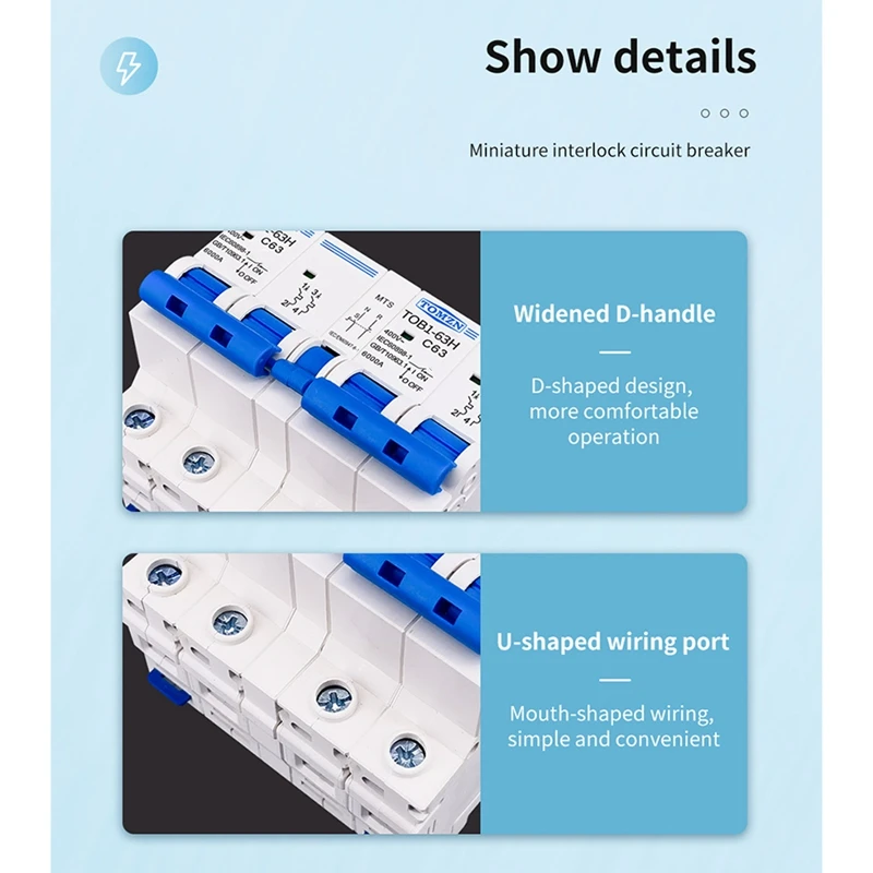 TOMZN 2P+2P MTS TOMZN AC Dual Power Manual Transfer Switch Circuit Breaker MCB 50HZ/60HZ