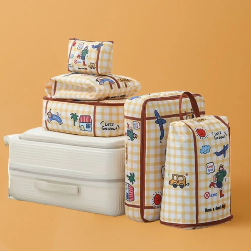 

5Pcs/set Cartoon Makeup Travel Bag Large Capacity Waterproof Travel Storage Case Durable Breathable Luggage Storage Organizer