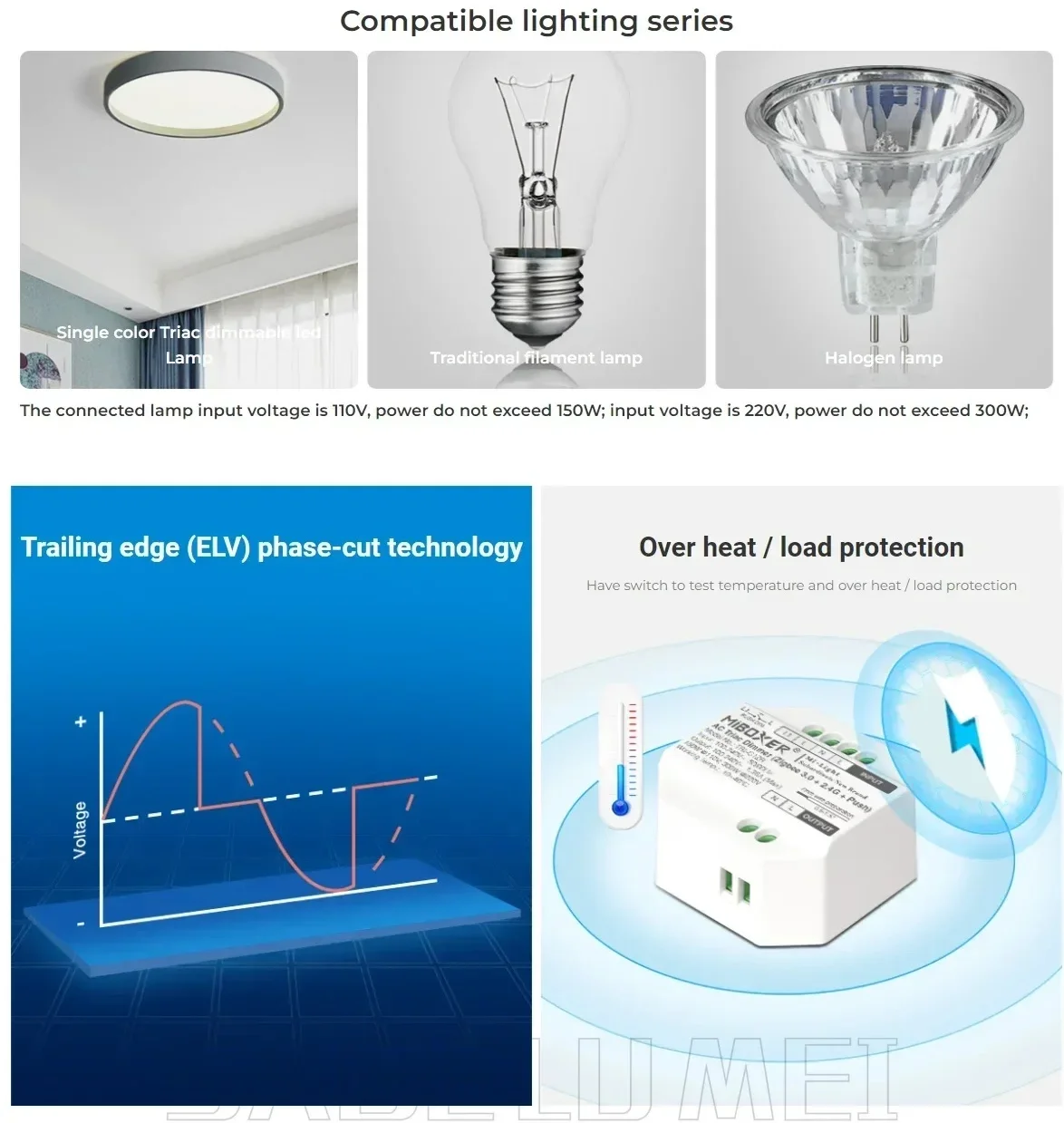 Miboxer สมาร์ท TRI-PZ/TRI-C1ZR 500W AC Triac Dimmers Universal 110-220V 3-in-1 (RF/WiFi/เสียง) Zigbee GATEWAY ZB-Box3 ใหม่