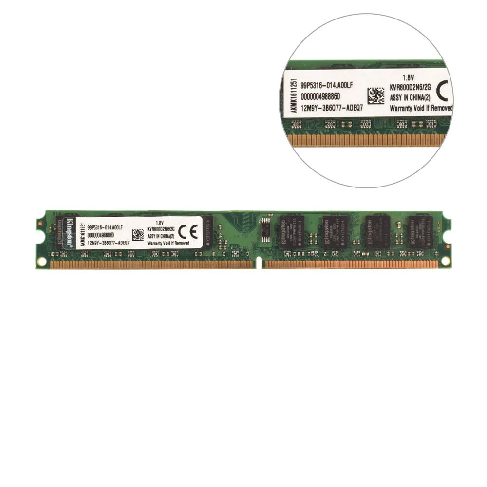 Imagem -02 - Kingston-memória Ram Udimm para Desktop Não-ecc sem Buffer Ddr2 2gb 667mhz 800mhz Pc25300 Pc26400 240 Pinos 1.8v 10 25 50 Peças