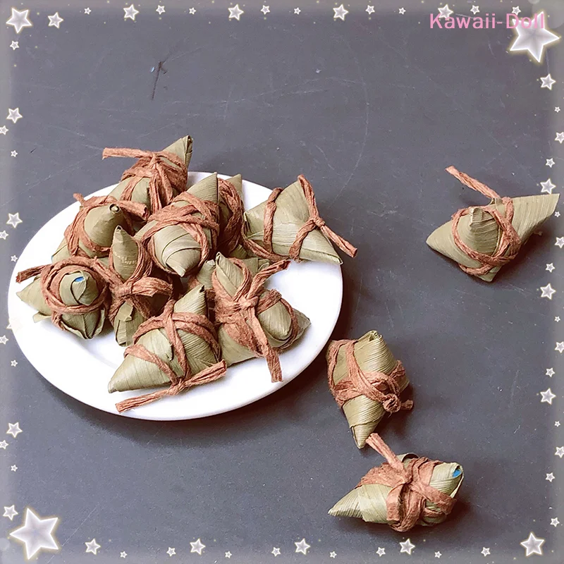 [DO]2Pcs 1:12 Dollhouse Miniature Food Traditional Chinese Rice-pudding Zongzi Model[DO]