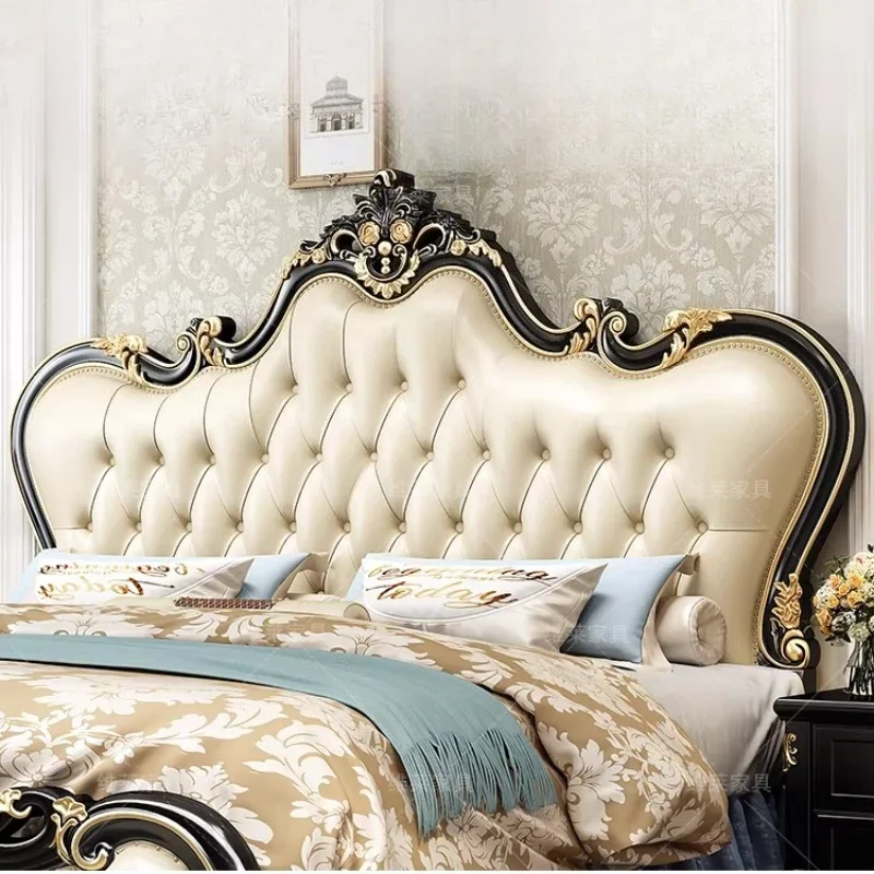 200x220cm King Size 2 People Bed Wooden Home European Wedding Double Bed Marriage Queen Decor Headboard Frame Bedroom Furniture