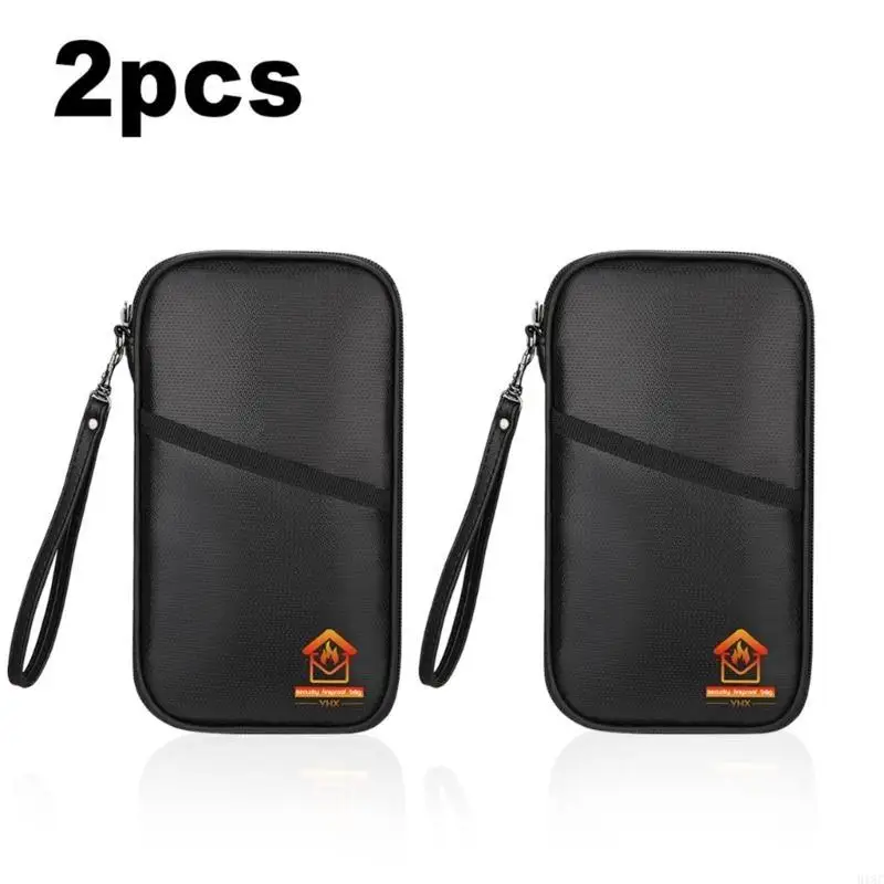 

Fireproof Bag with Double Zippers Water Resistant Document Bag for Valuables