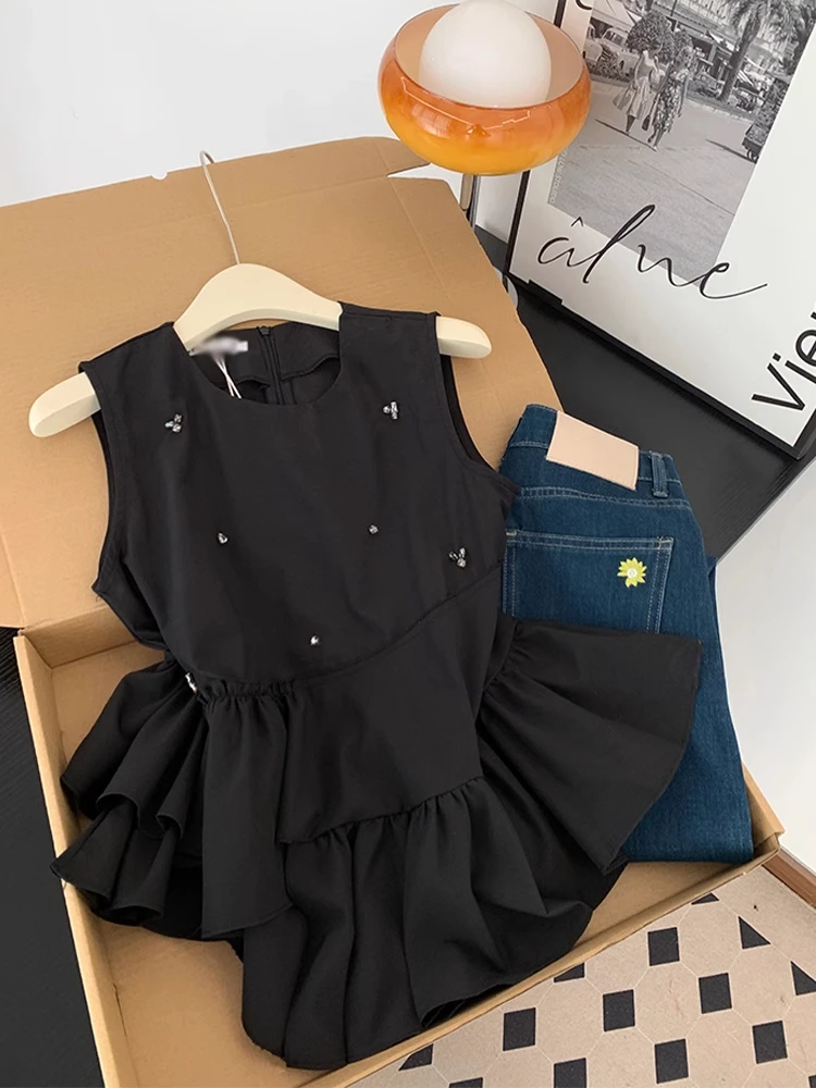 

Heavy Embellied round Ne Svel irt Women Summer Loose Fit Doll irt Top Korean Sle Commute Wind Pure Color