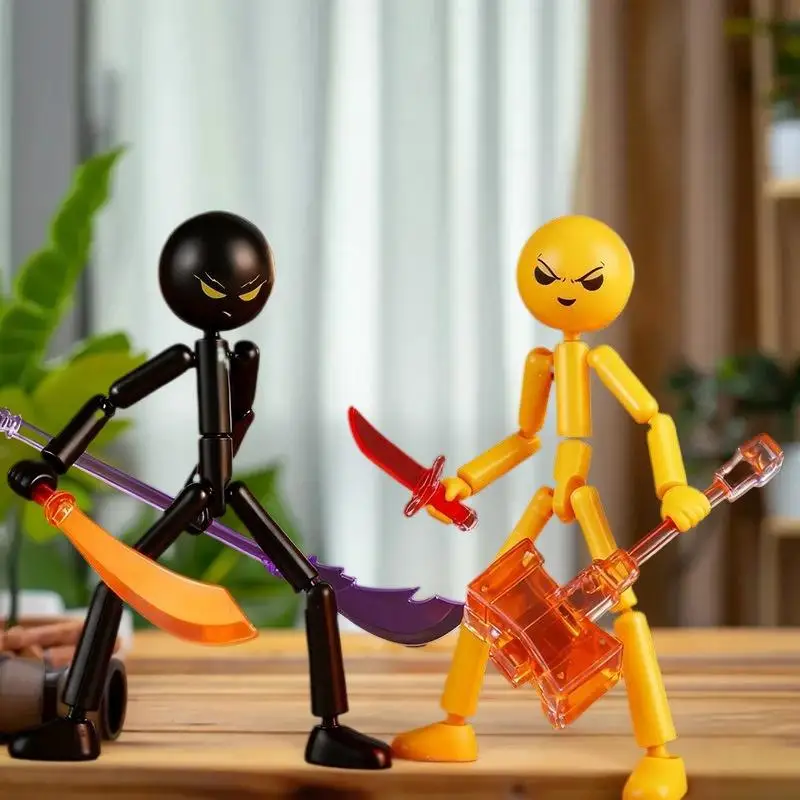 1 Set Movable Assembled Robot Home Office Desk Ornaments Multi-jointed Matchmaker Decorative Creative Stickman Festival Gift
