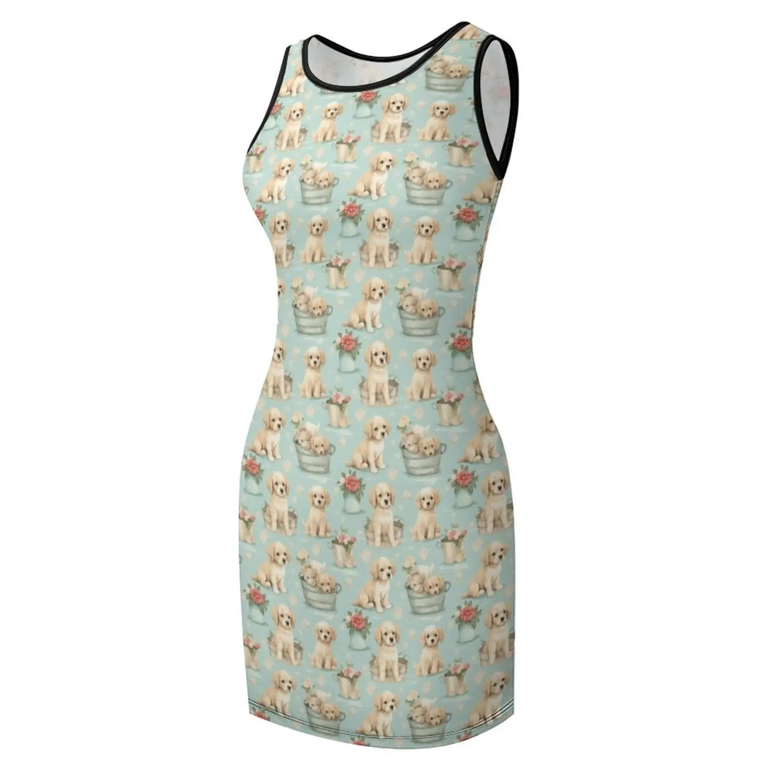 Floral Puppies Sleeveless Sundress ladies dresses for women 2025 Dress vintage chic and elegant evening dress