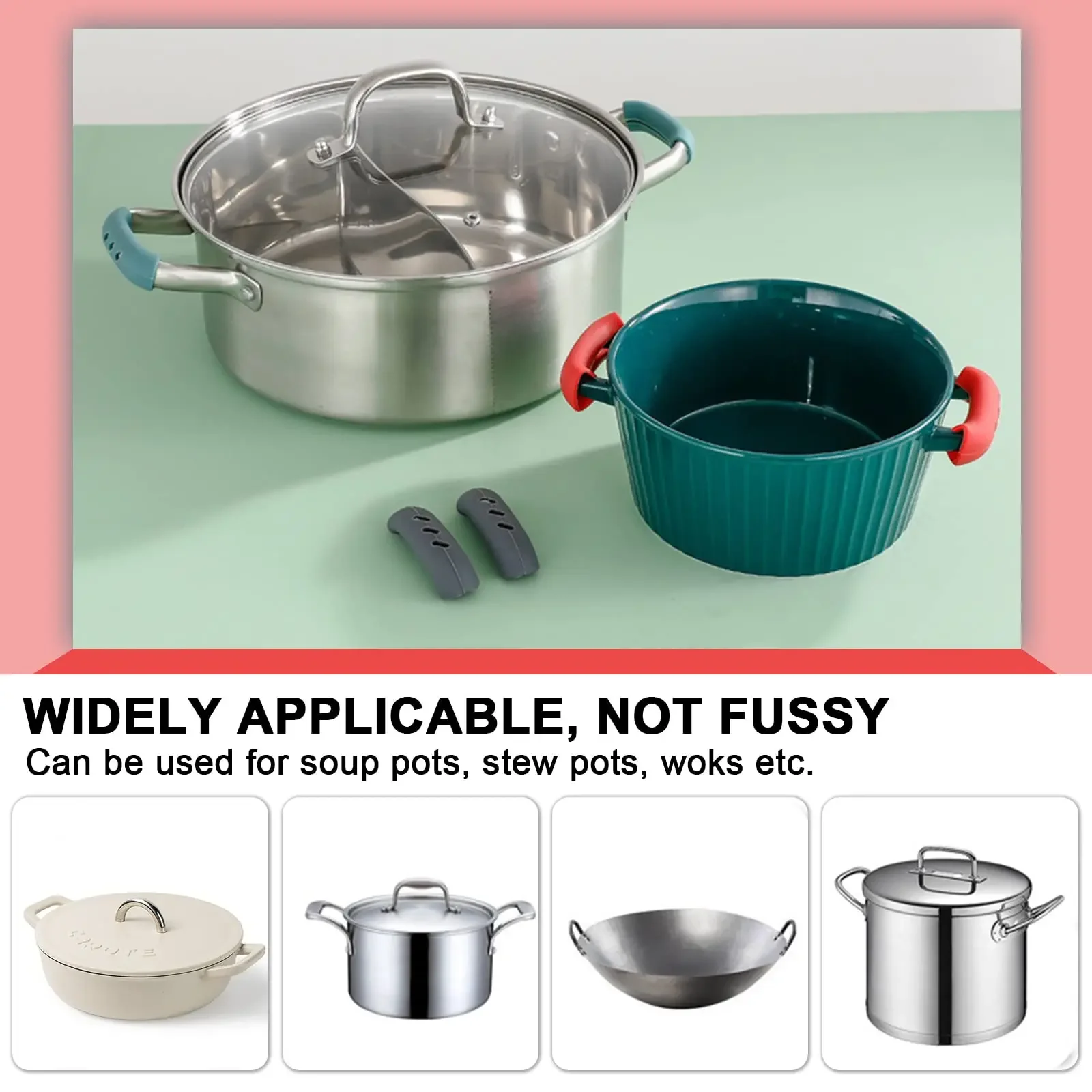 Anti-scald pot handles gloves Heat Resistance Non-slip Silicone Handles, Non-slip Pot Handle Accessories,Kitchen Gadgets - view 3