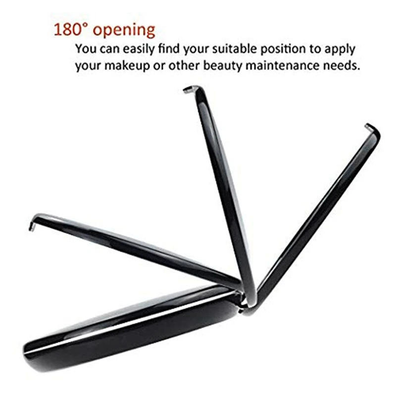 Espelho dobrável portátil com luz LED, Mini Espelho de Maquiagem, 10X Lupa, 12 Lamp Bead