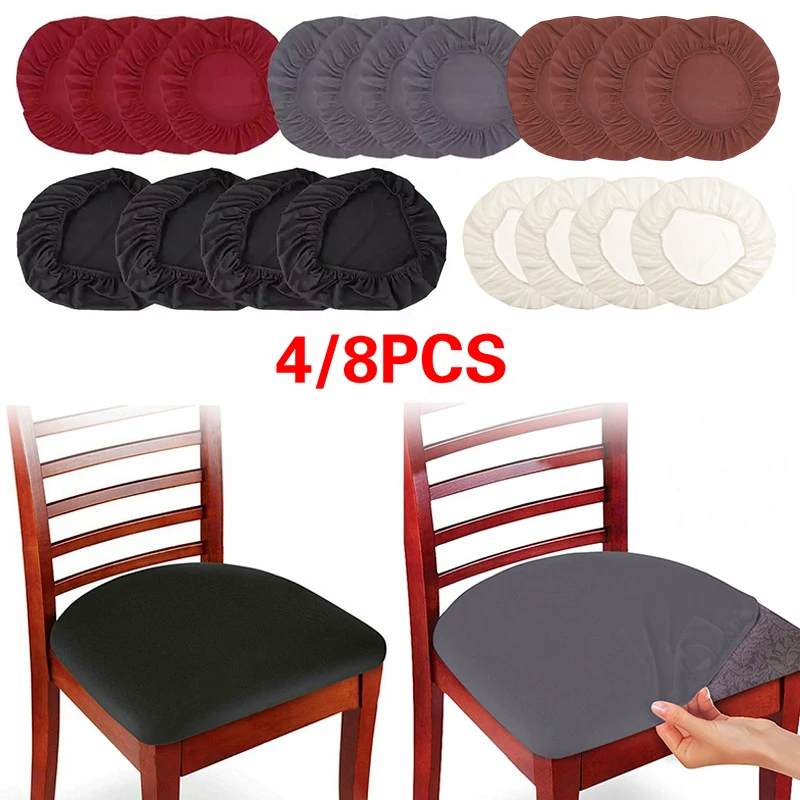 1/4/8Pcs Polyester Spandex Elastic Chair Cover Removable Slipcovers Banquet Dining Office Seat Cushion Protector