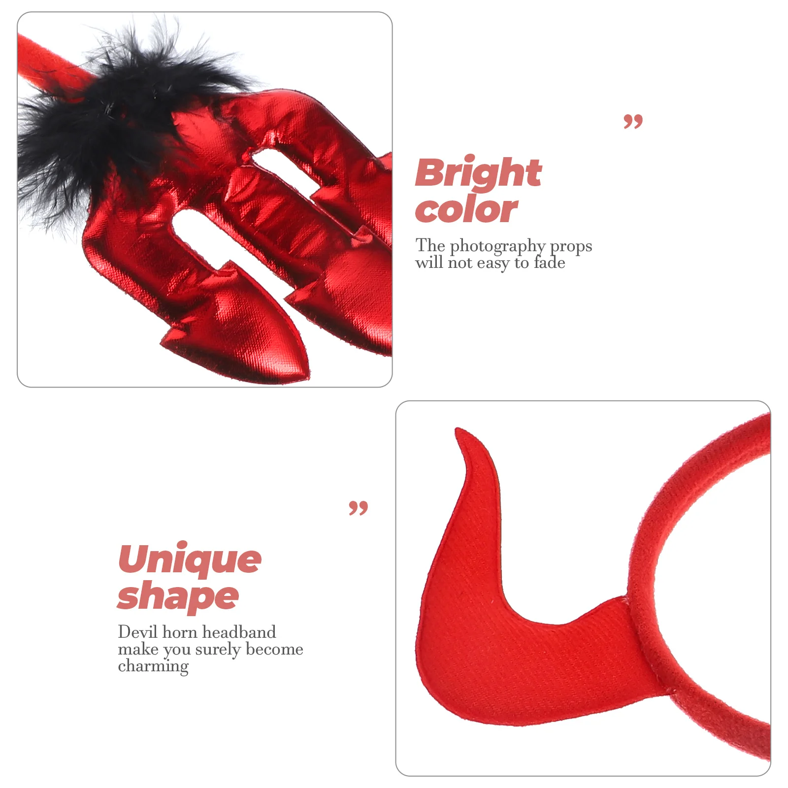 

1 set Red Horn Headband Set for Women Girls Halloween Party Decorative Hair Accessories Fabric Party Horns Cosplay