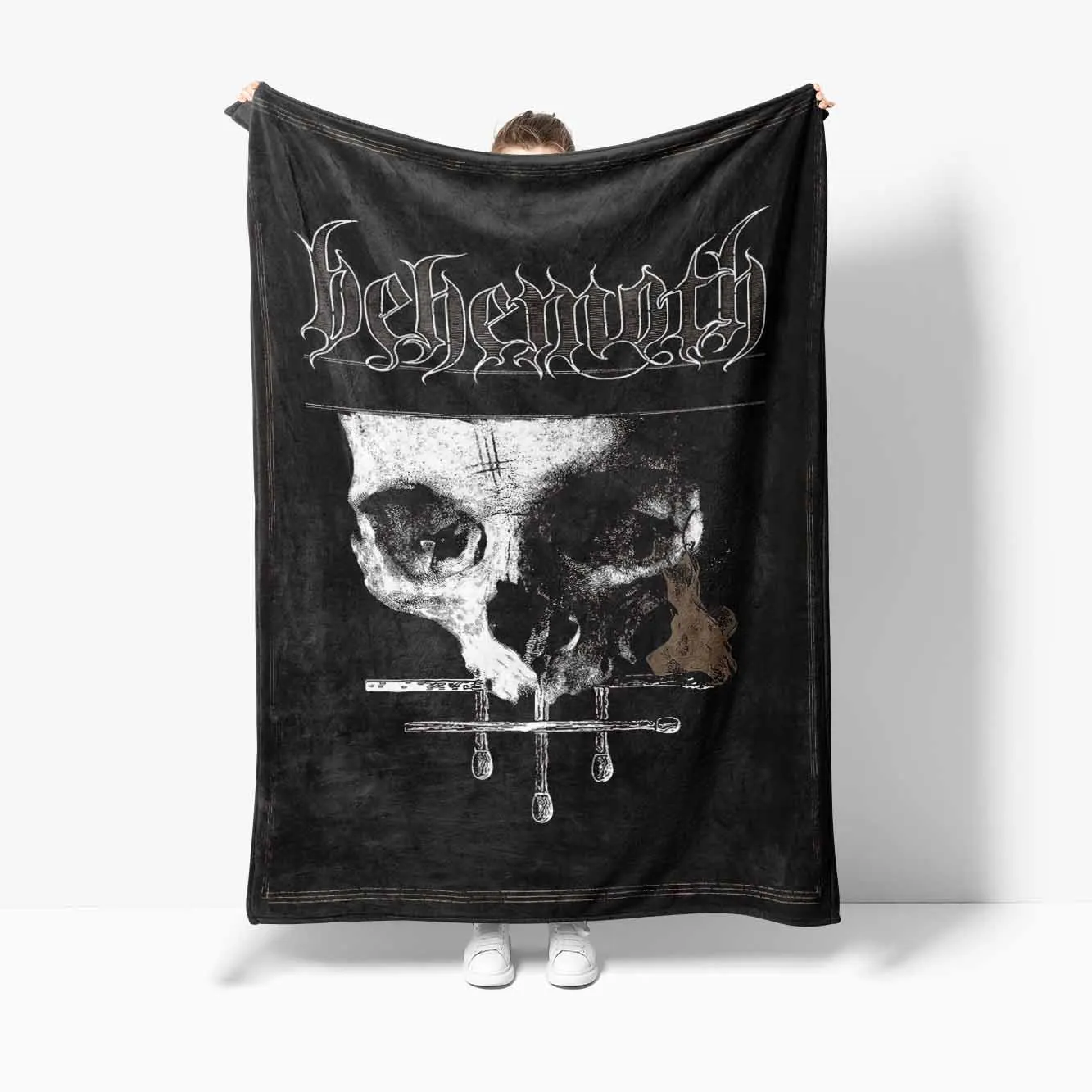 b-Behemoths Heavy Rock Printed Flannel Blanket Family Bedroom Bed Sheet Outdoor Car Travel Camping Picnic Plush Sleeping Blanket