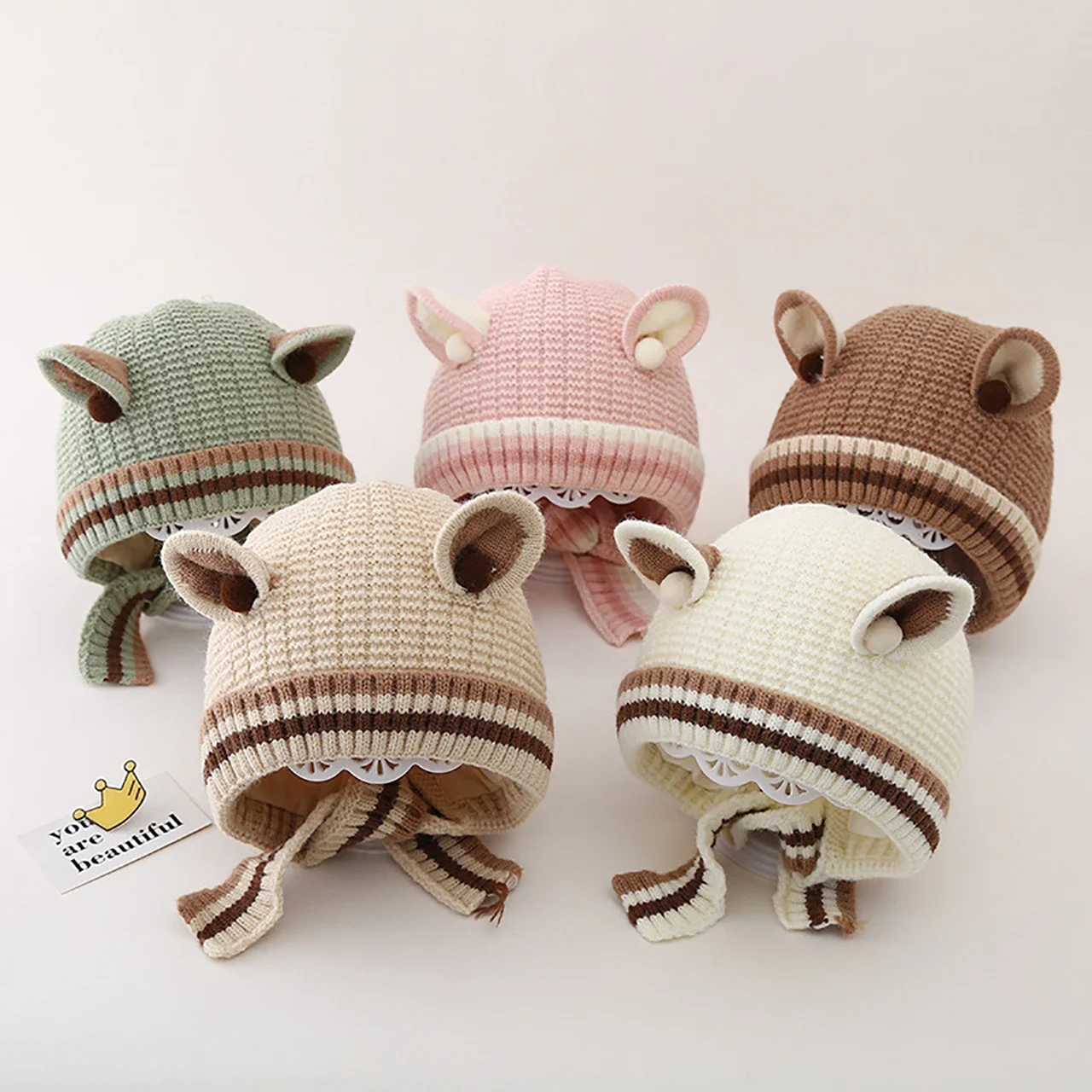 

Winter Thicken Warm Knitted Baby Hat With Ears Soft Toddler Kids Ear Protection Hat Anti-cold Baby Boys Girls Cap Beanies