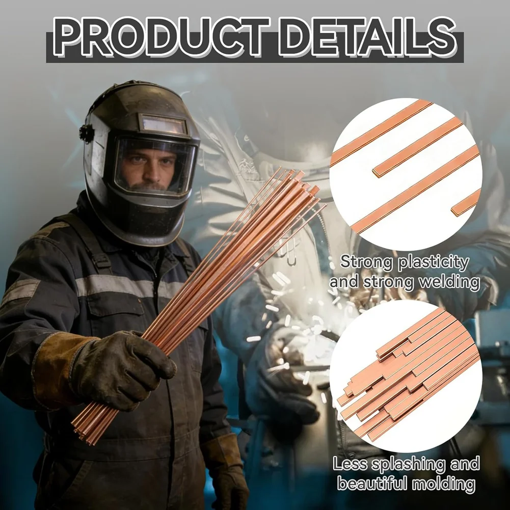 GYTB-Alloy Phosphor Copper For Refrigerator Hvac And Cold Silver Brazing Rods, 42 PCS Flat Welding Rod For Brazing