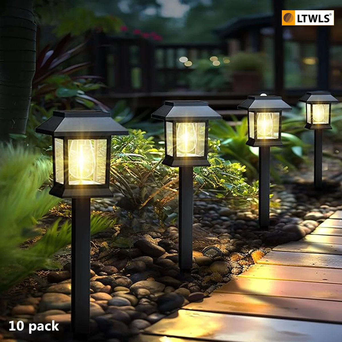 12 pack Outdoor solar lawn light, waterproof landscape garden light, decorative channel light, courtyard, front and rear doors