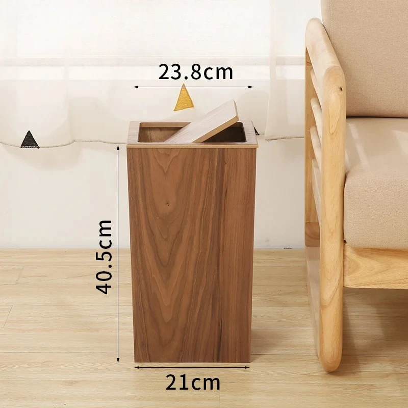 Japanese Simplicity Bucket Wastepaper Dustbin Wooden Trash Garbage Living