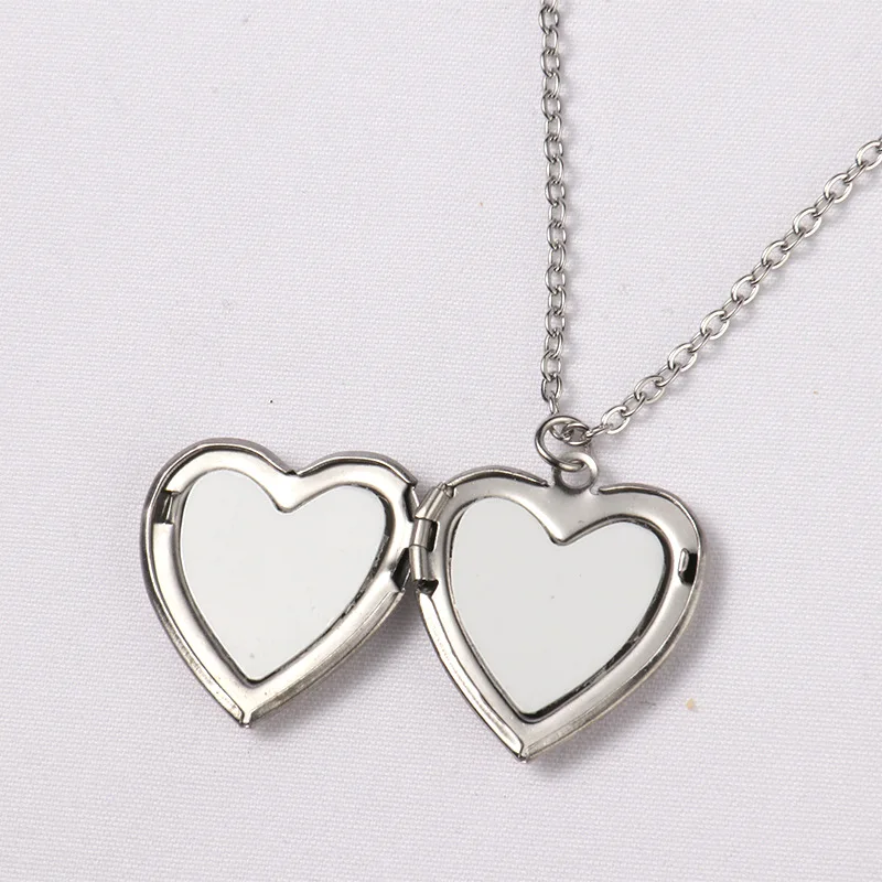 10pcs Sublimation Blank Heart&Round Pendants Necklace Peach Heart Love Photo Necklace Pendant For Valentine‘s &Friend\'s Gift