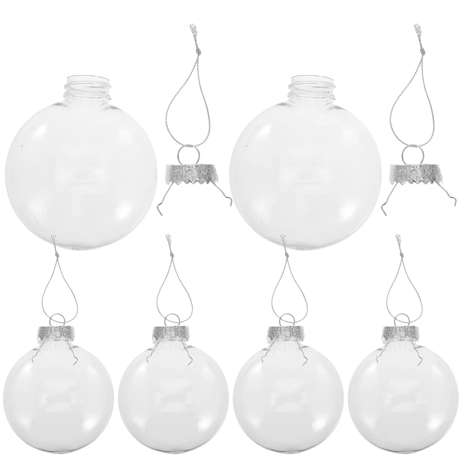 

6Pcs Clear Christmas Ball Ornaments Plastic Fillable Flat Disc Hanging Decoration Xmas Tree DIY Crafts Wedding Transparent