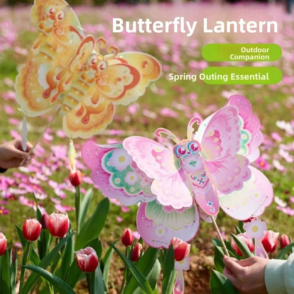 Can Carry and Hold Mid-Autumn Festival lantern DIY Handmade Paper Handheld Butterfly lantern with LED Light Chinese Style