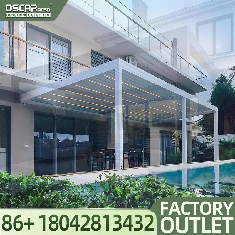 3x3 3x4 4x4 6x4m Factory Wholesale Modern Outdoor Bioclimatic Aluminium Louvered  for Garden Backyard Patio Pergola