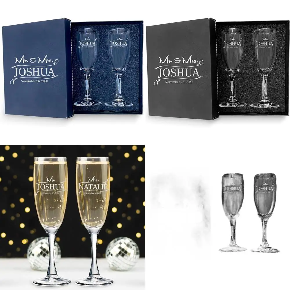 

Свадебные фужеры для шампанского с гравировкой на заказ - бокалы для жениха и невесты