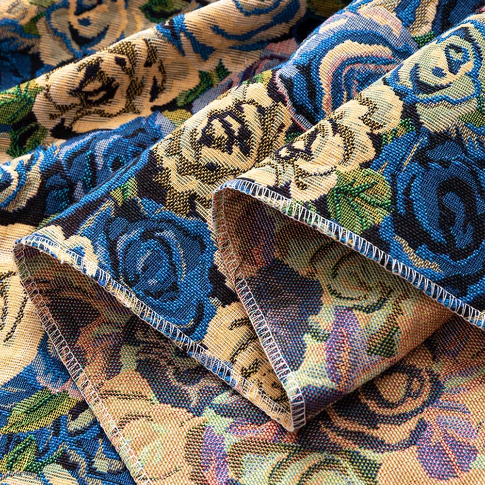 150x100cm Green Oil Paint Pattern Jacquard Fabric Cloth Canvas Floral Sofa Cover Tablecloth Clothing DIY Fabrics Sewing Supplies