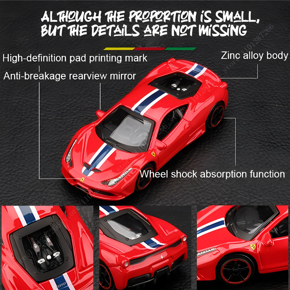 Bburago 1:64 Ferrari 296 GTB Car Model Scale Replica F40 F50 458 488 Enzo Diecast Miniature Art Traffic Figure Kid Boy Toy