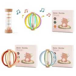 Baby Silicone Teether Toys Rain Stick Rainbow Hourglass Rain Music Rattle Baby Montessori for Kids Educational Sensory Toys