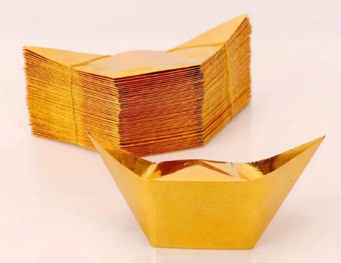 

1000pcs Chinese Joss Paper Folding Gold Ingot, Sacrificial Supplies For Deceased Family,Burn Completely