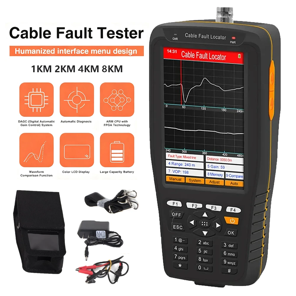 Cable Fault Tester TDR Cable Fault Locator 1km 2km 4km 8km Coaxial Cable Communication Wire Fault Locater Tester  TL280