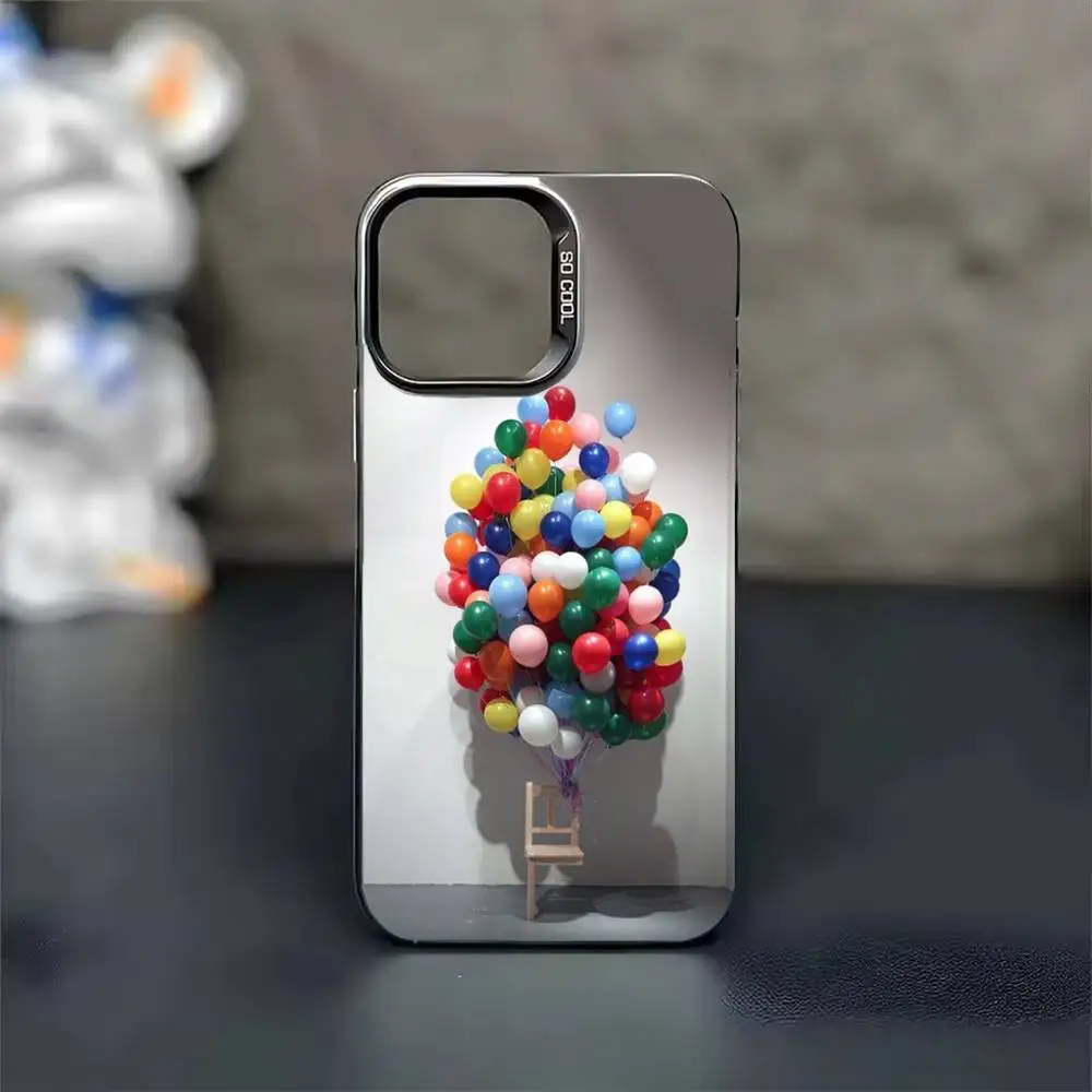 เคสโทรศัพท์ลายลูกโป่งหลากสี สำหรับ iPhone 17,16,15,14,13,12,11,Pro Max,Plus สีดำ แคนดี้ ซิลเวอร์