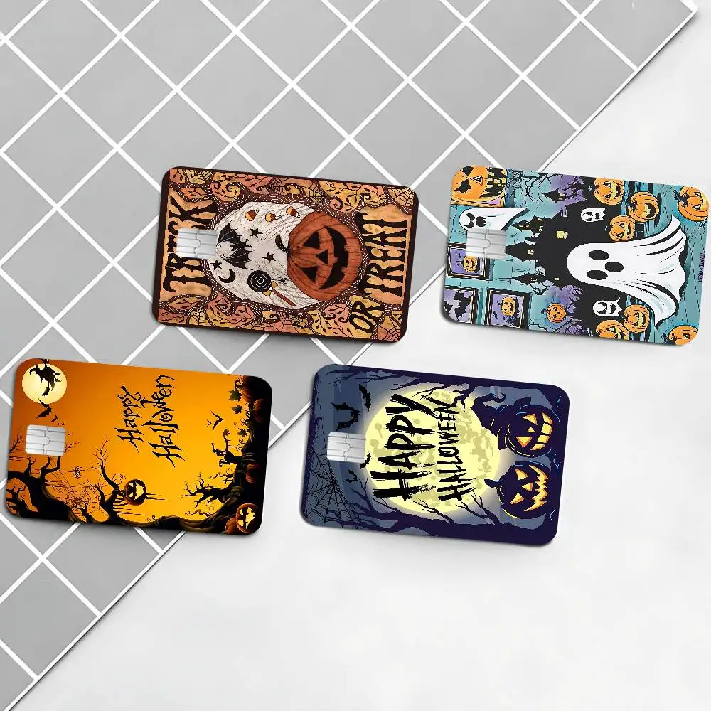 Retro Cute Ghost Halloween Game Anime Sticker Film Skin Cover Case For Small Large No Chip Debit Credit Card Front Side