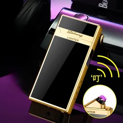 Voice Pulse Double Arc Lighter Fingerprint Touch Sensing Electric Lighter Battery Display USB Lighter Gadget with Box
