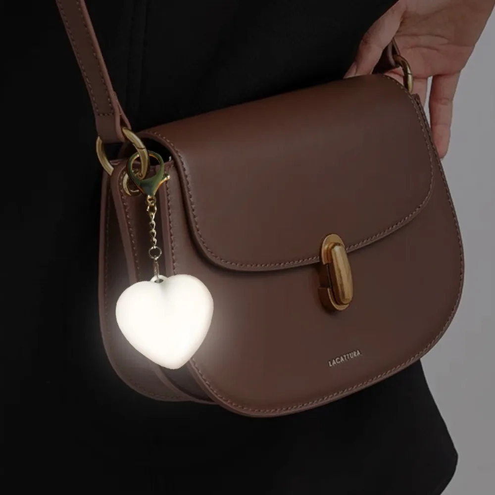 

Touch Sensitive Love Shape Keychain Light Rechargeable with Keychain Backpack Flood Light Lightweight Mini Heart Shape Bag Lamp
