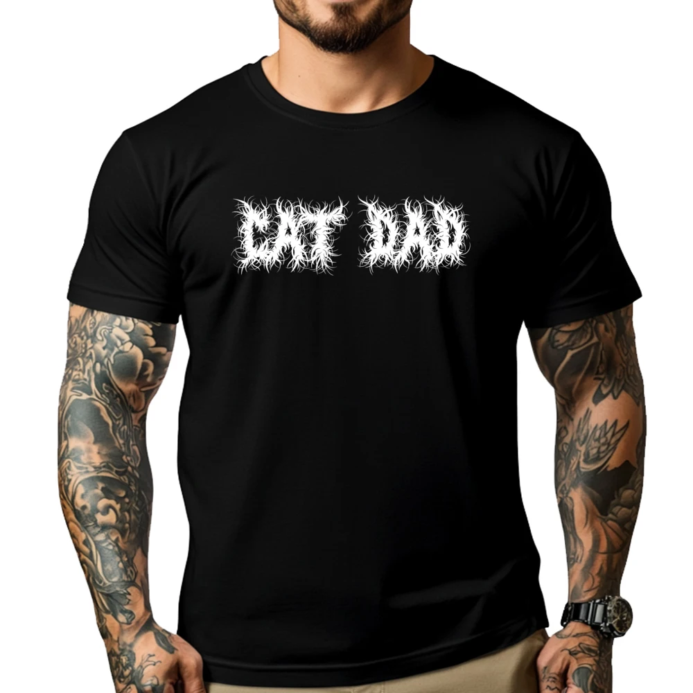 

Cat Dad Metalcore Band Metalhead Heavy Fall Clothes Aesthetic Women Breathable Mens Korean Fashion T-Shirt Men Chinese Style