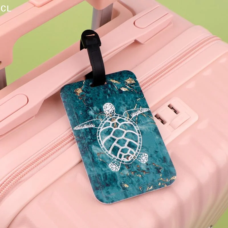 Luggage Tag Cartoon Butterfly Sea Turtle Printed ID Card Holder Waterproof Travel Luggage Identifier For Suitcase Backpack Trip