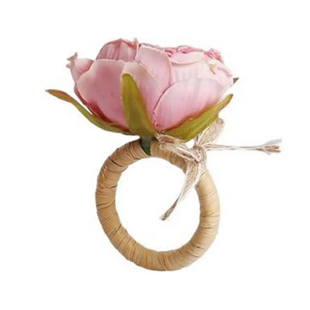 

Bow Tie Napkin Holders Handmade Rose Napkin Rings with Bow Tie Rustic Dinner Napkin Holders for Valentine's Day for Elegant