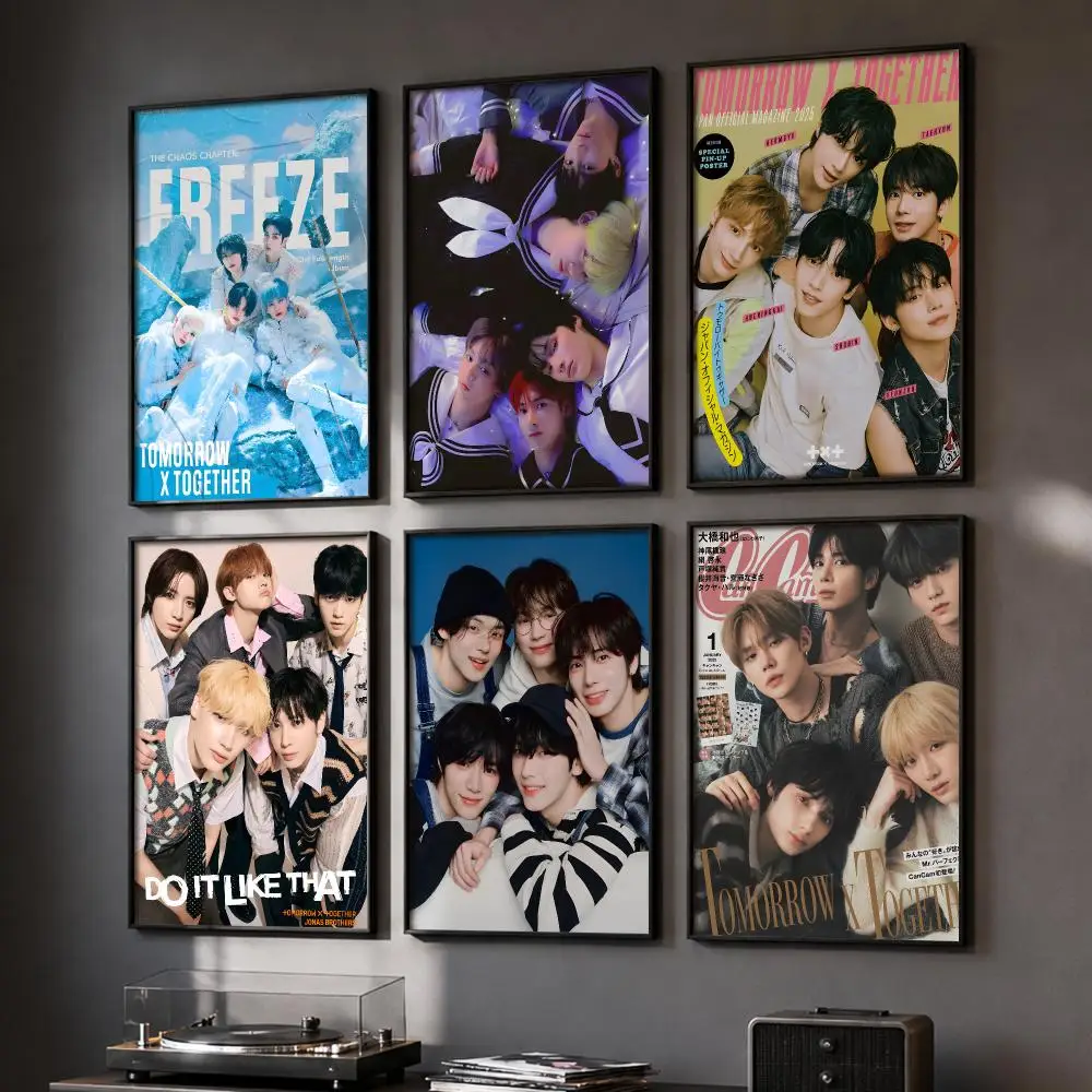 Kpop T-Tomorrow X Together Poster HD Home Wall Stickers House hallway Living Room Bedroom Bar Office Decor Art Prints