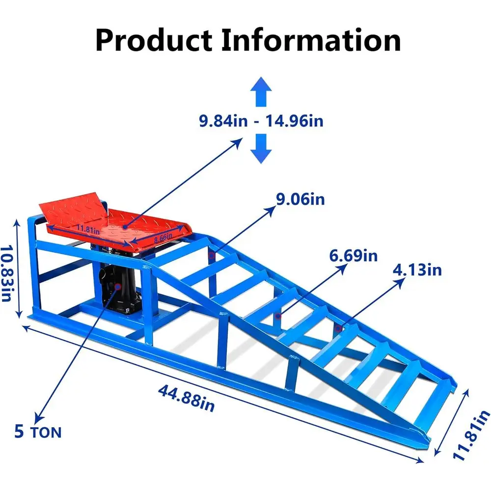 2-Pack Heavy-Duty 5T 11000 lbs Adjustable Steel Car Lift for Vehicle Maintenance and Repair (Blue)