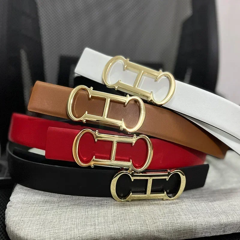 2024 New Luxury Designer Women's Belt High Quality Denim Belt with Genuine Leather and Double Sided Design Belts for Women