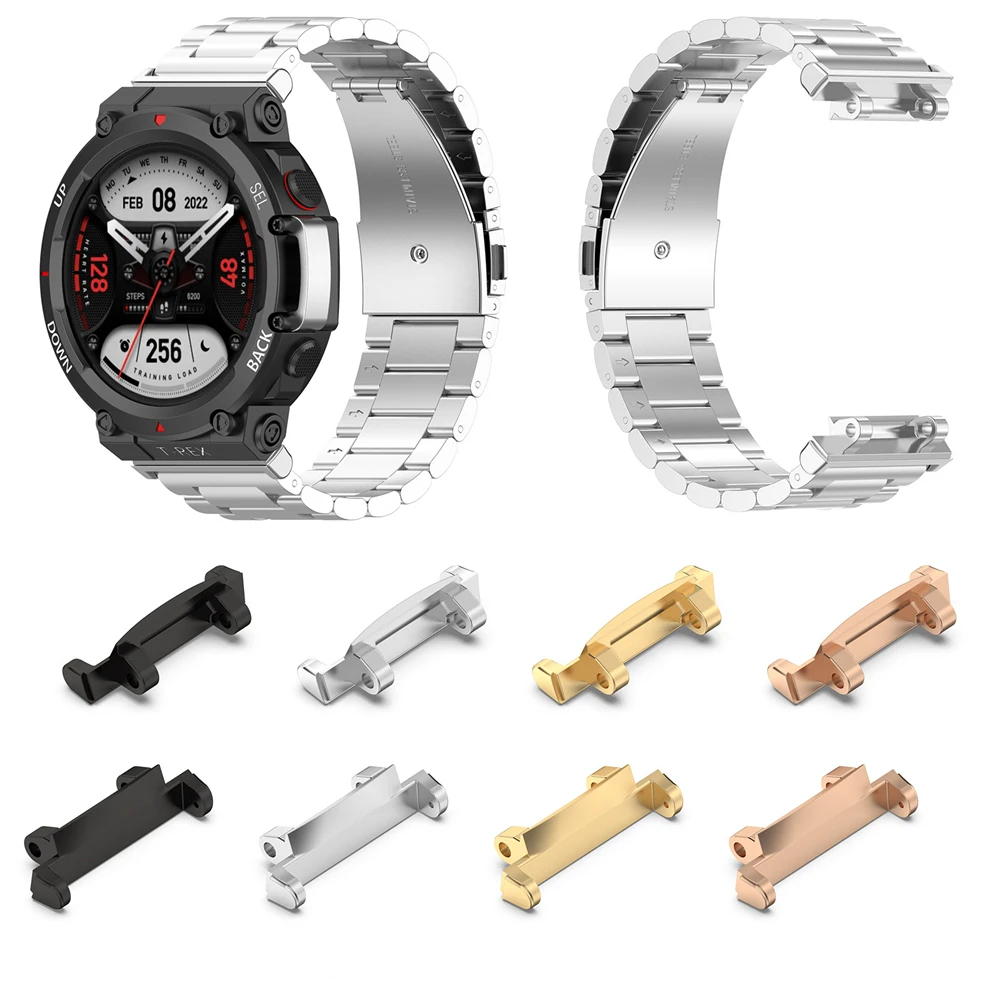 1pair For Huami Amazfit T-Rex 2 316L Stainless Steel Connector Adapter to 22MM universal watchband strap accessories
