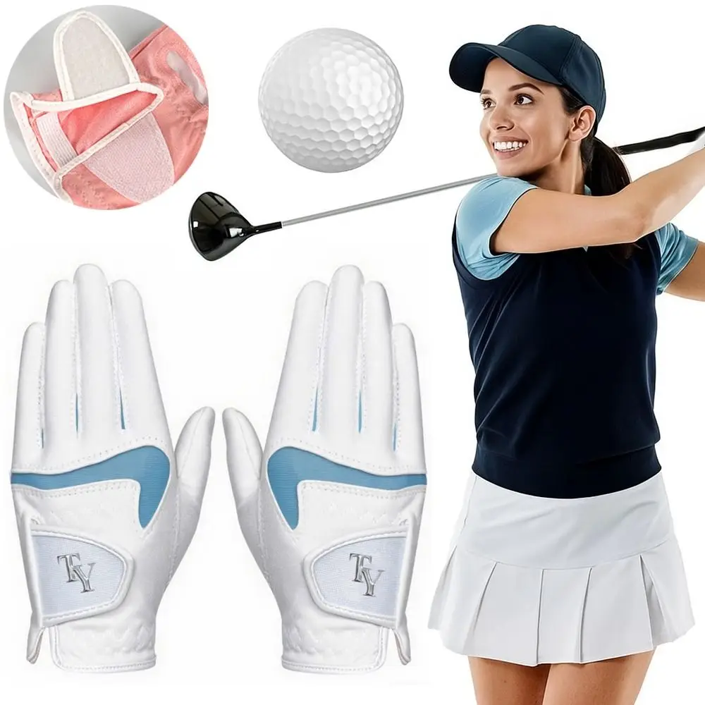 قفازات جولف نسائية عصرية قابلة للتنفس، مريحة وغير قابلة للانزلاق، قفازات جولف كاملة الأصابع، قفازات جولف مرنة وناعمة للرياضات الخارجية #5