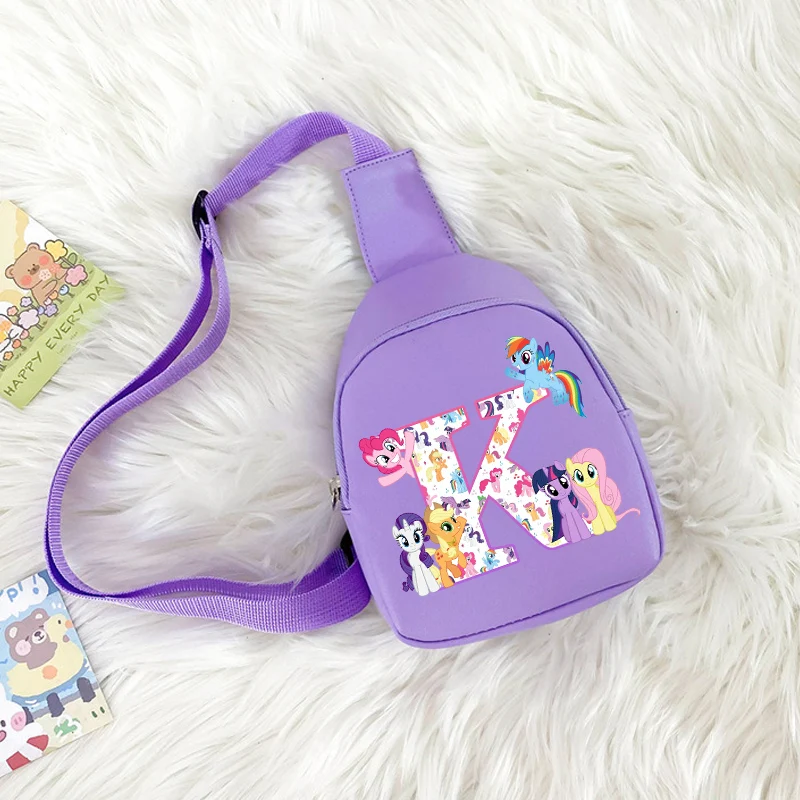 

My Little Ponys Girls Shoulder Bag Anime Unicorn Letter Crossbody Bag Student Outdoor Sport Chest Pack Travel Coin Purse Gift