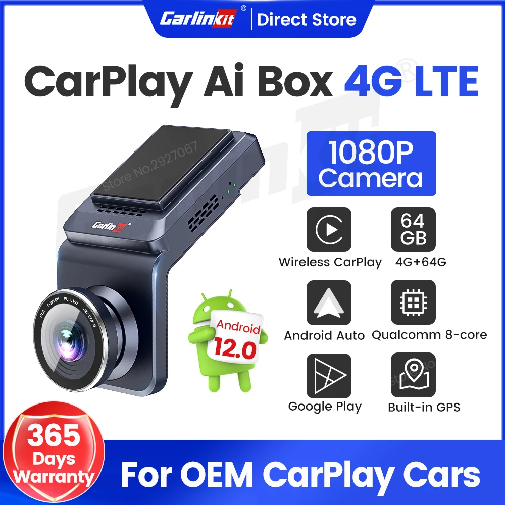 CarlinKit Wireless CarPlay Ai Box Android Auto with Car Camera Recorder 1080P Car Play Steaming Box TV for VW Chery Jeep Haval