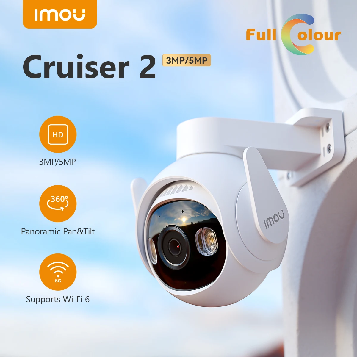 IMOU Cruiser 2 3MP Wi-Fi Outdoor Security Camera AI Smart Tracking Human Vehicle Detection IP66 Night Vision Two Way Talk