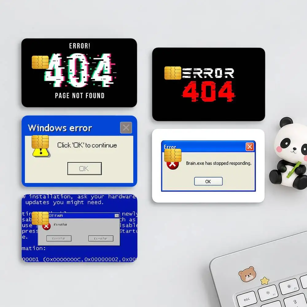 Funny 404 Not Found Error Protective Credit Cards Skin Matte Stickers For Bank Card ID Card Debit Card Decal Decor Girls Gifts