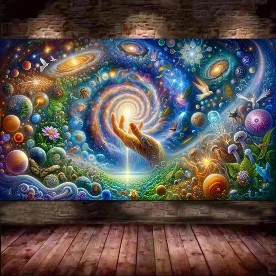 Main de salut de paysage de ciel étoilé surréaliste, nouvelle peinture complète de diamant de grande taille, mosaïque d'art de diamant pour la décoration de la maison