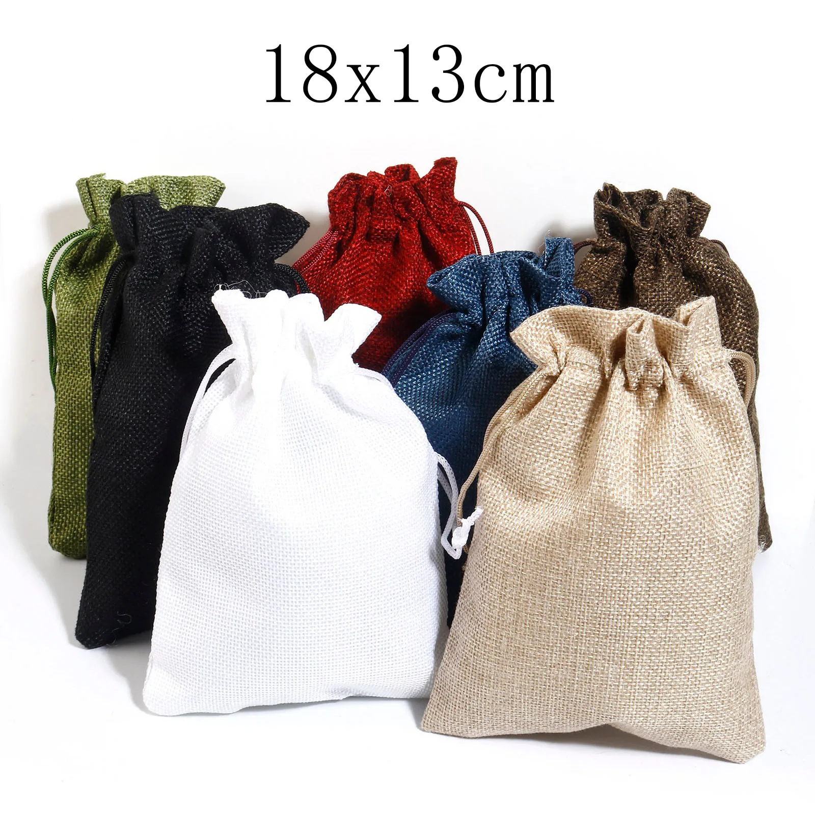 

5 Piece Polyester Imitation Linen Drawstring Bags For Gift Jewelry Sundries Storage Rectangle Multicolor Storage bag 18cm x 13cm