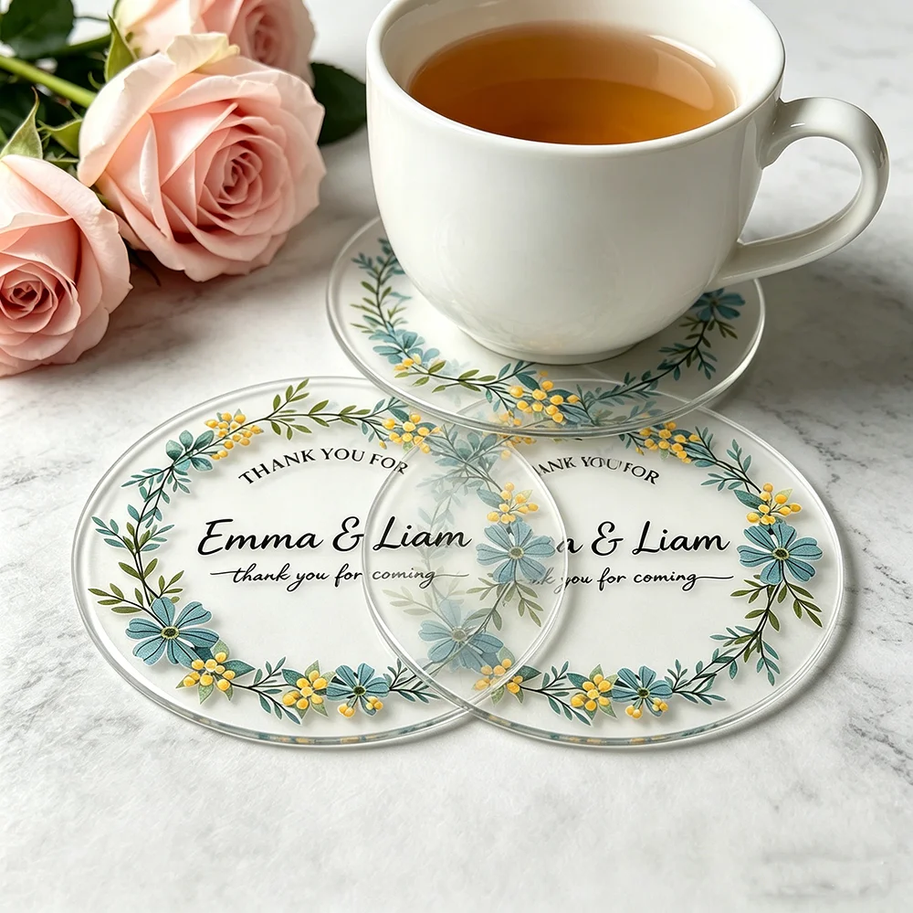 20Sets Personalized Printing Coaster Custom Photo Prints Drinks Coaster Wedding Coasters Wedding Keepsakes Company Logo Custom