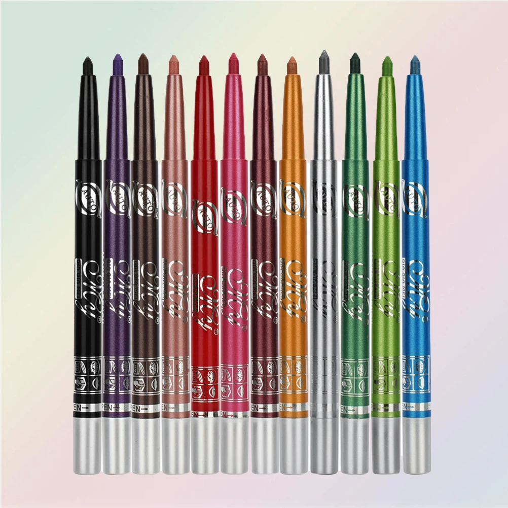 

12pcs Shadow Pencil Colorful Waterproof Long Lasting Eyeliner Eyeshadow Pen Women Pearl Luster Smooth Texture