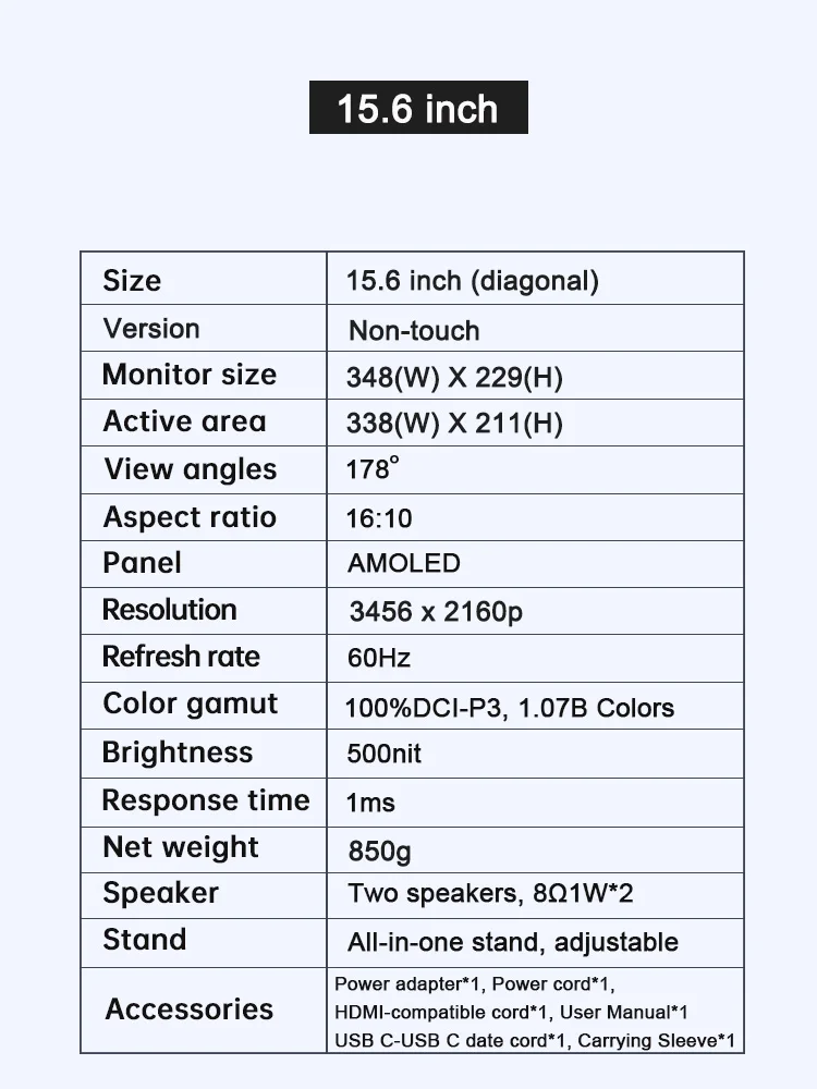 Damrapt 15.6 ''4K OLED จอภาพแบบพกพา 16:10 500 Nits โลหะภายนอกสําหรับ PC Mini PC แล็ปท็อปโทรศัพท์สวิทช์ PS5 Xbox MacBook